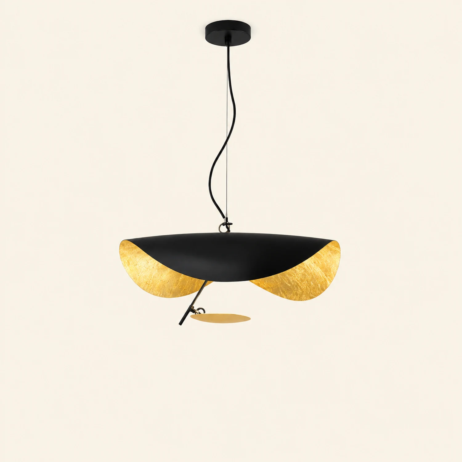 Renée Modern Nordic Saucer Metal Pendant Light, Black&Gold - Lumpaz