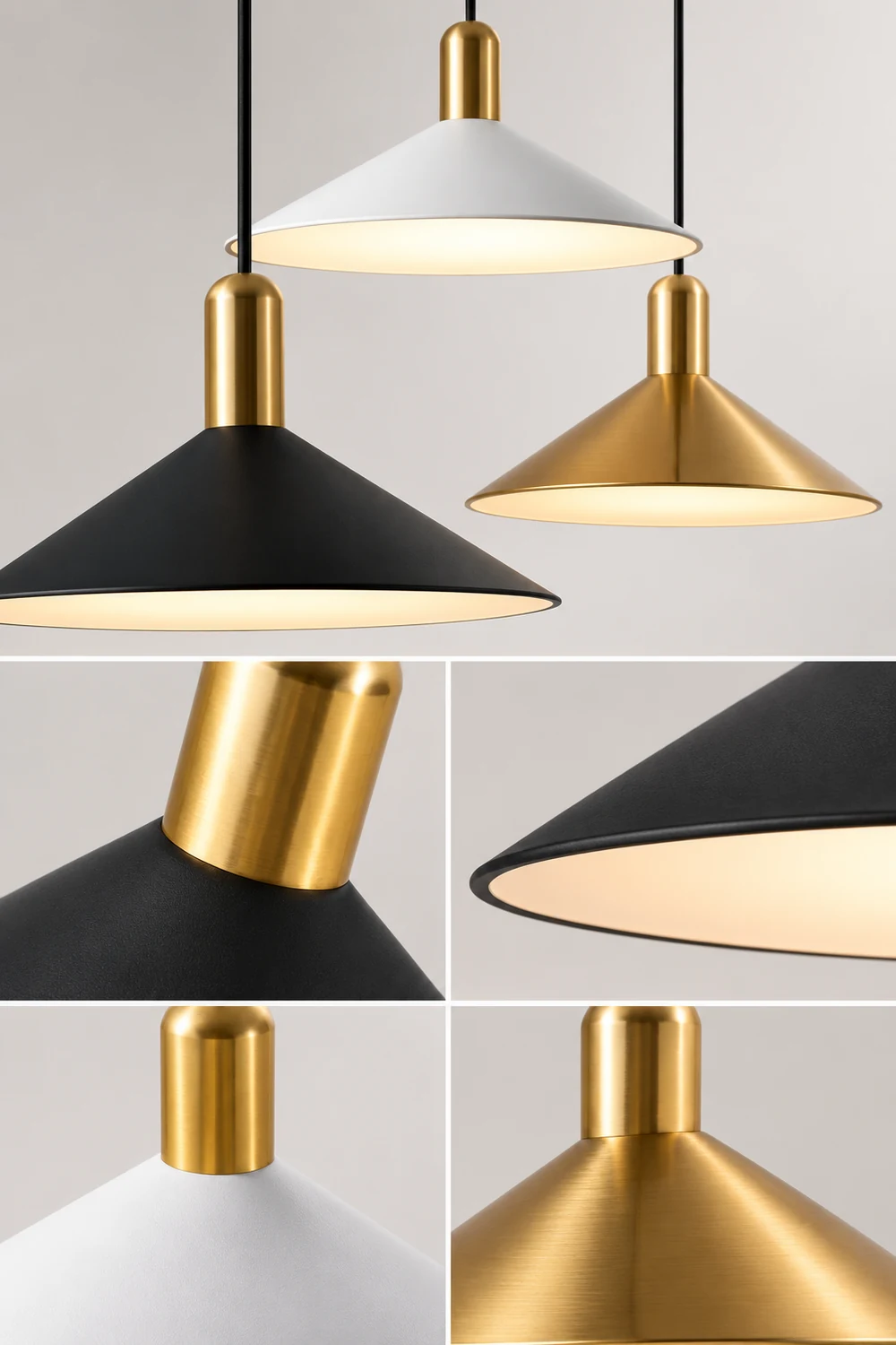 Carins Vintage Pendant Light,  Black & White & Gold - Lumpaz