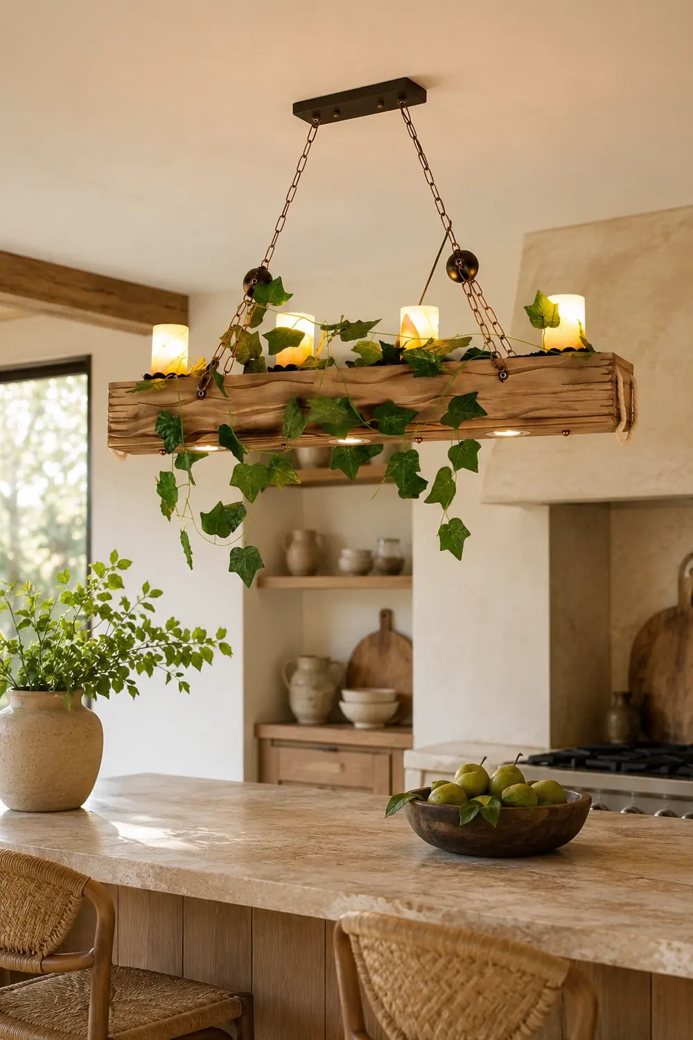 Austin Rustic Linear Wood Pendant Light Dining Room - Lumpaz