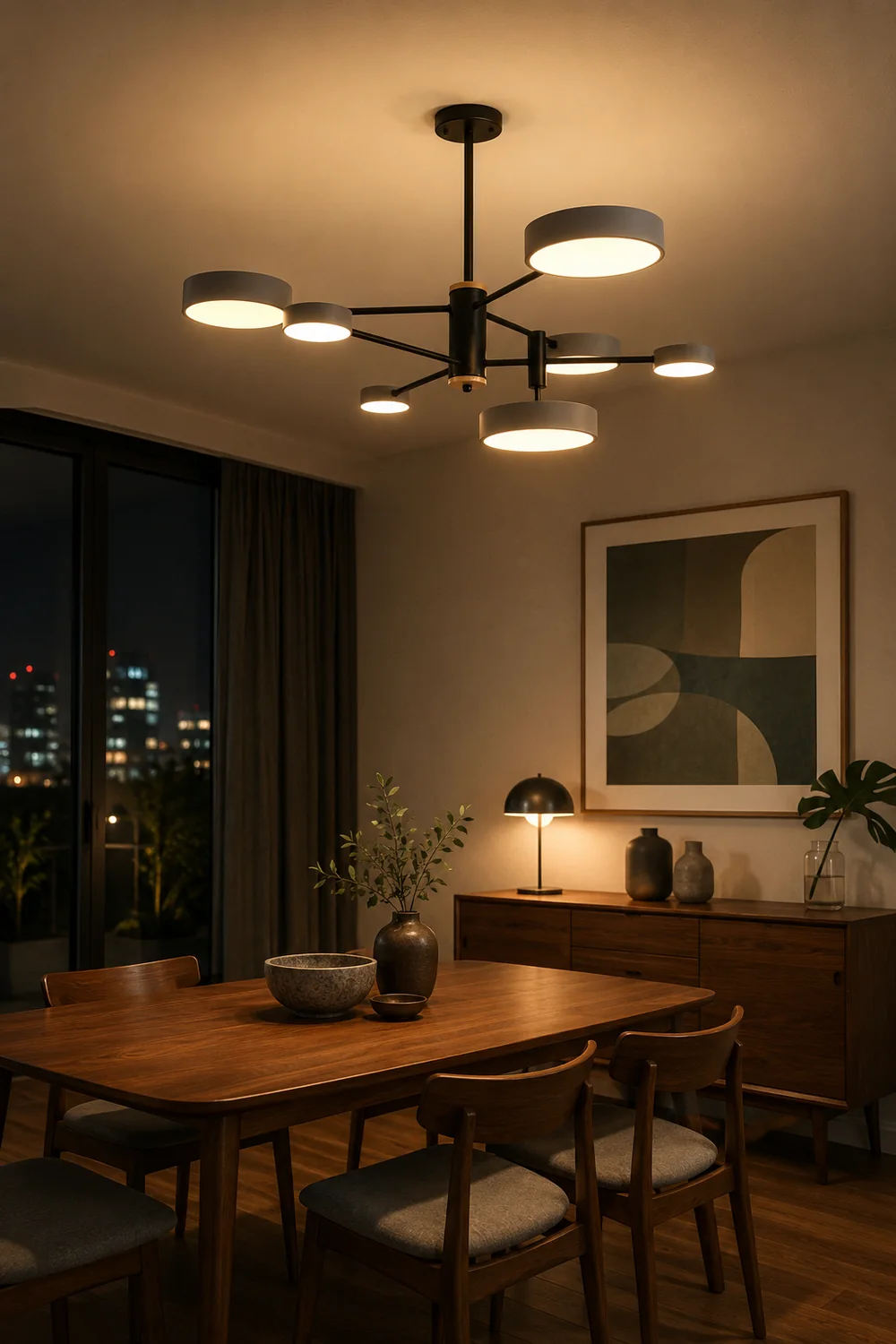 Sienna Pendant Light LED, Metal & Wood, Gray/White/Gold - Lumpaz