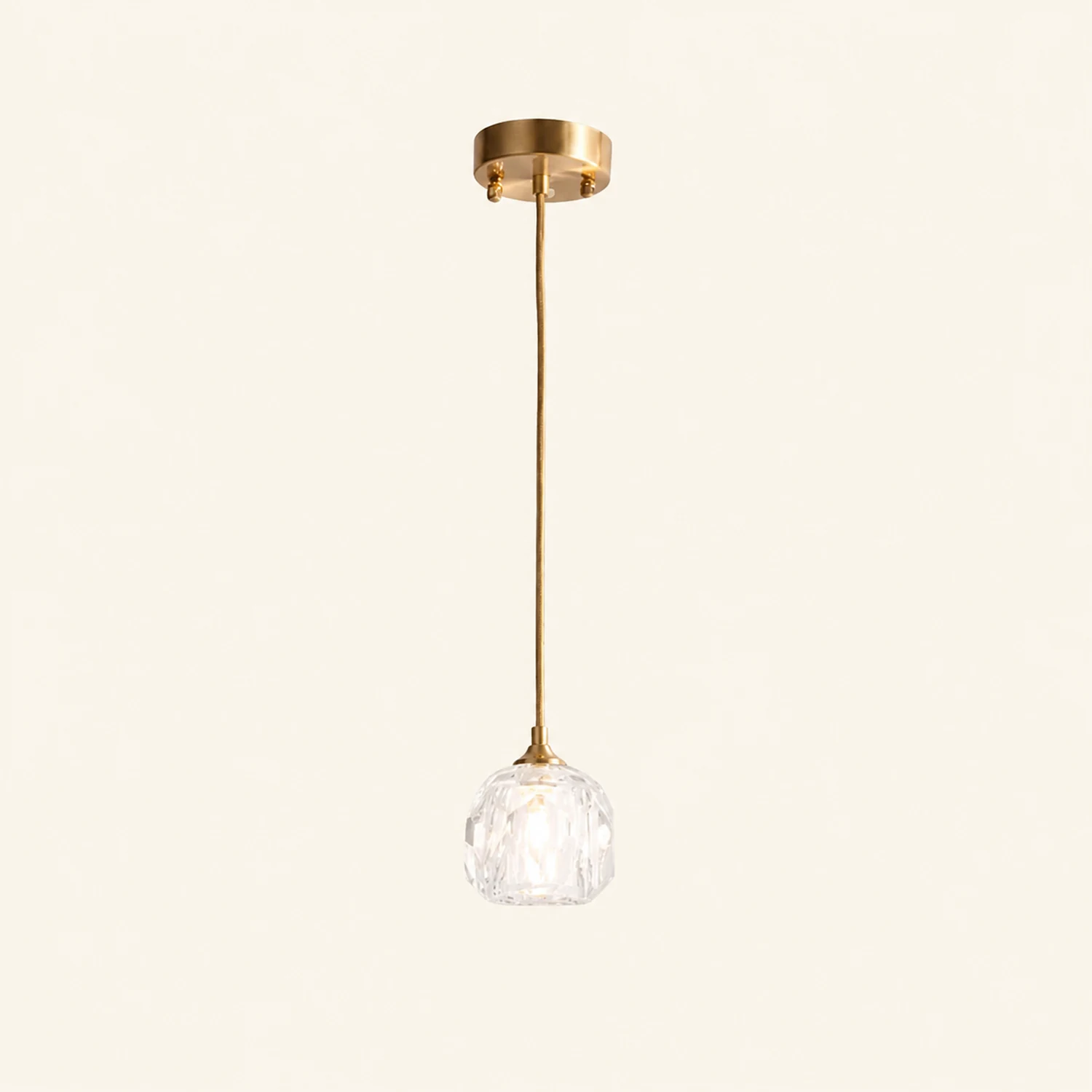 Kirsten Diamond Facet Golden Pendant Light, Metal/Acrylic - Lumpaz