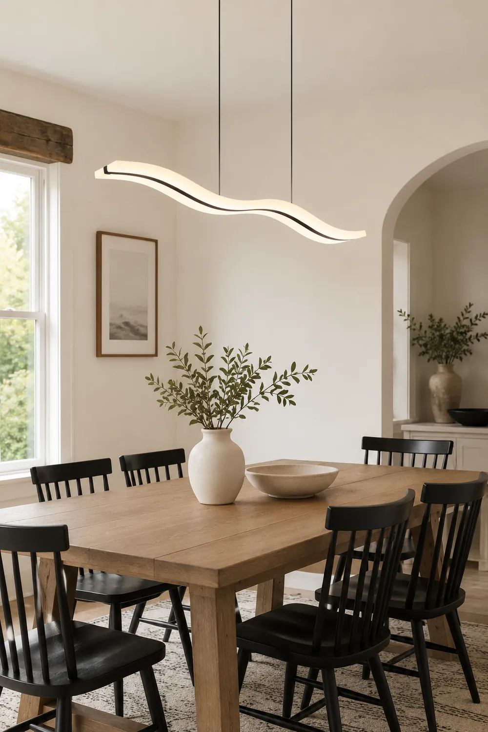 Modern Nordic Acrylic Wave Pendant Light, Black/White - Lumpaz