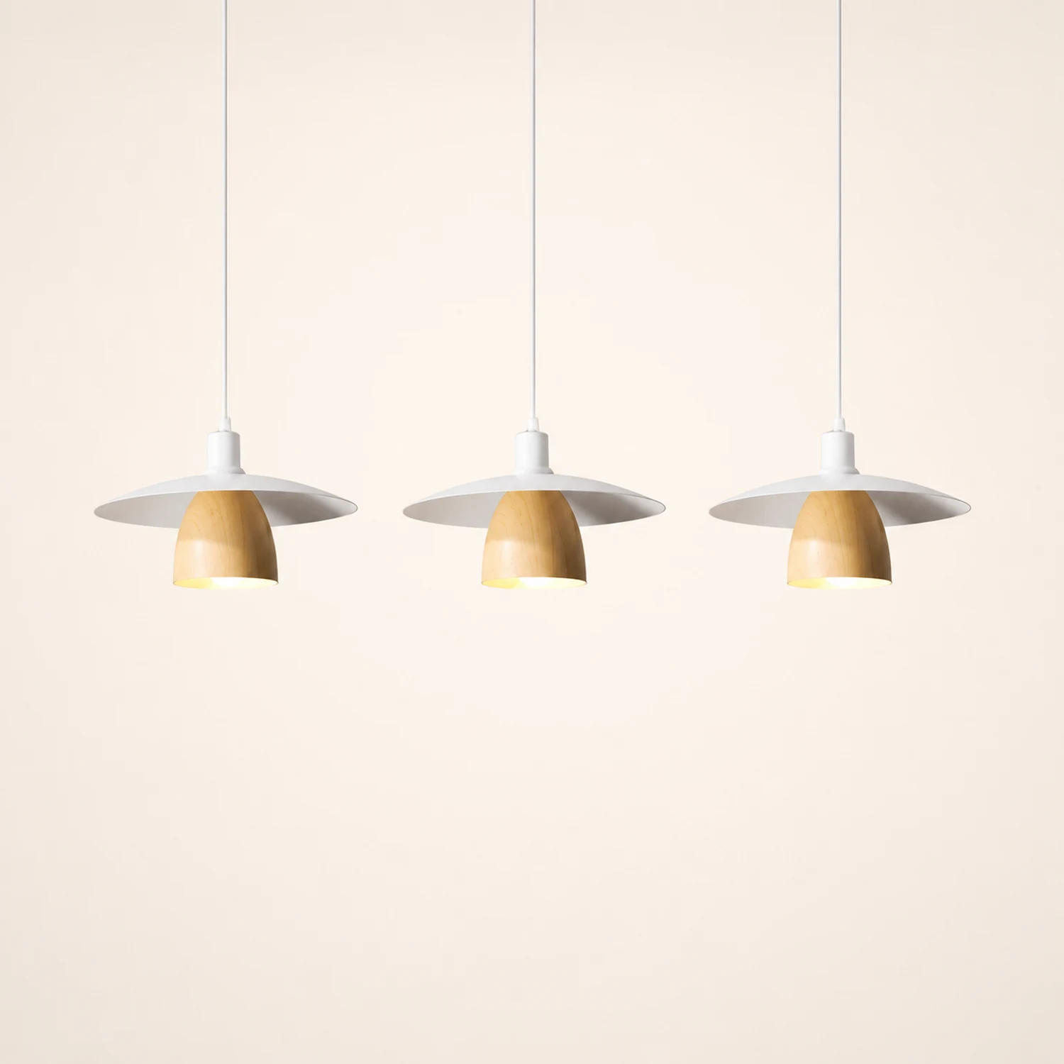 Morandi Modern LED Pendant Light White/Wood Metal Bedroom/Living Room - Lumpaz