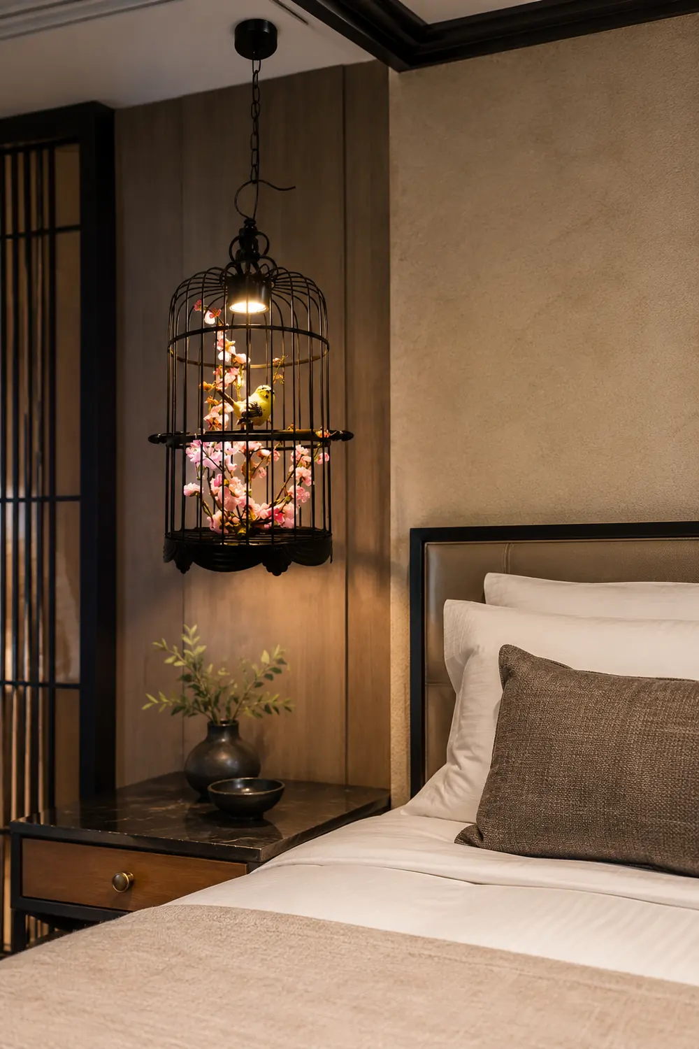 Cooley Art Deco Birdcage Metal Pendant Light, Black - Lumpaz
