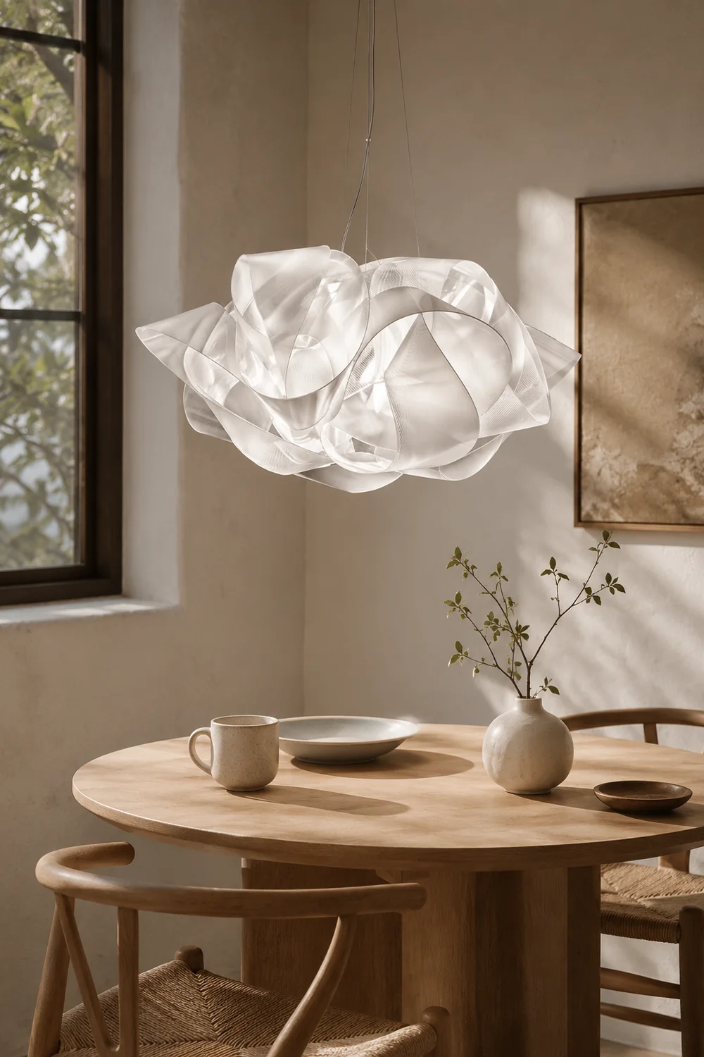Bella Art Deco Flower Pendant Light, Acrylic, Living Room/Art Gallery - Lumpaz