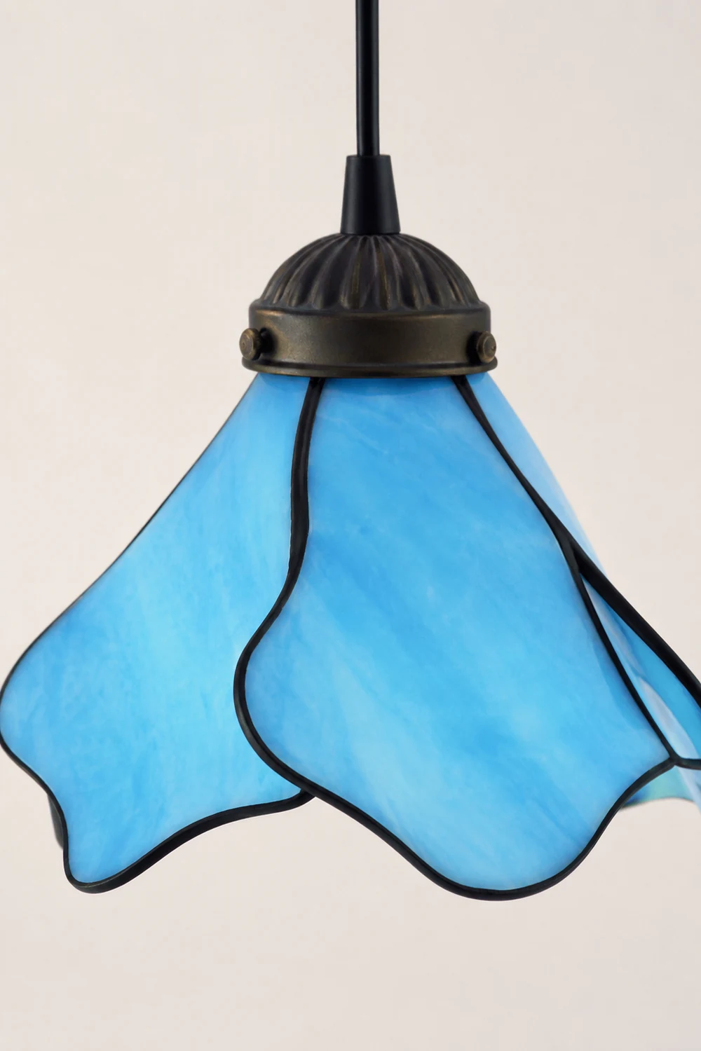 Félicie Flower Stained Glass Pendant Light, Blue/Pink, 1/3 Heads - Lumpaz