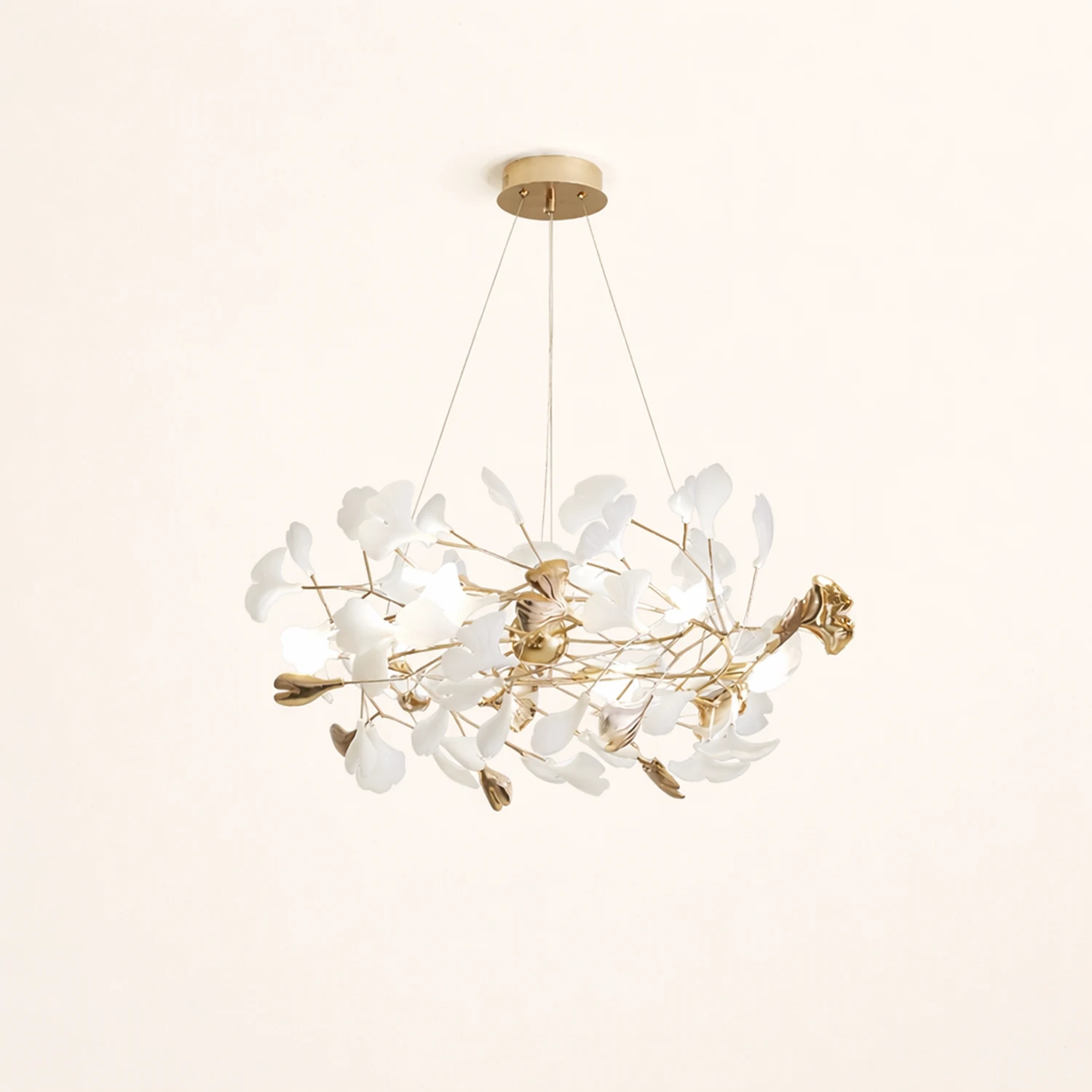 Ophelia Modern Petal Shaped Metal Ceramic Chandelier Dining Room - Lumpaz