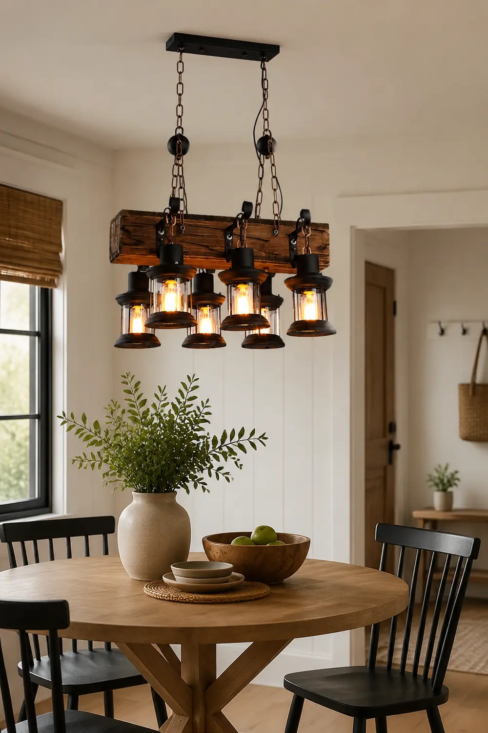 Austin Retro Rectangular Metal/Wood Lantern Pendant Light - Lumpaz