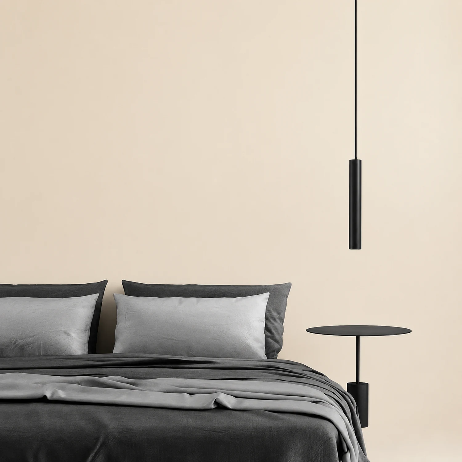 Edge Minimalist Cylinder Black Pendant Light, 9"/11" - Lumpaz