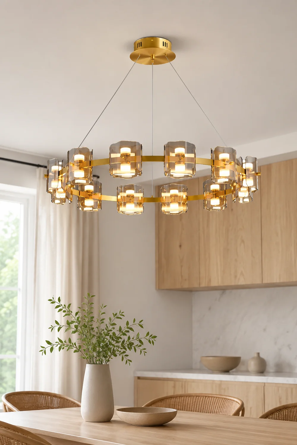 Evette Minimalist Round Metal Pendant Light,Black/Gold - Lumpaz