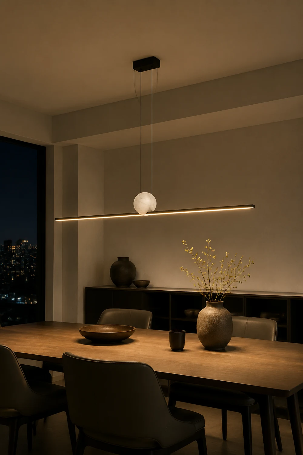 Edge Pendant Light 2 Color, Metal & Marble, 35.4"/47.2"/59" - Lumpaz