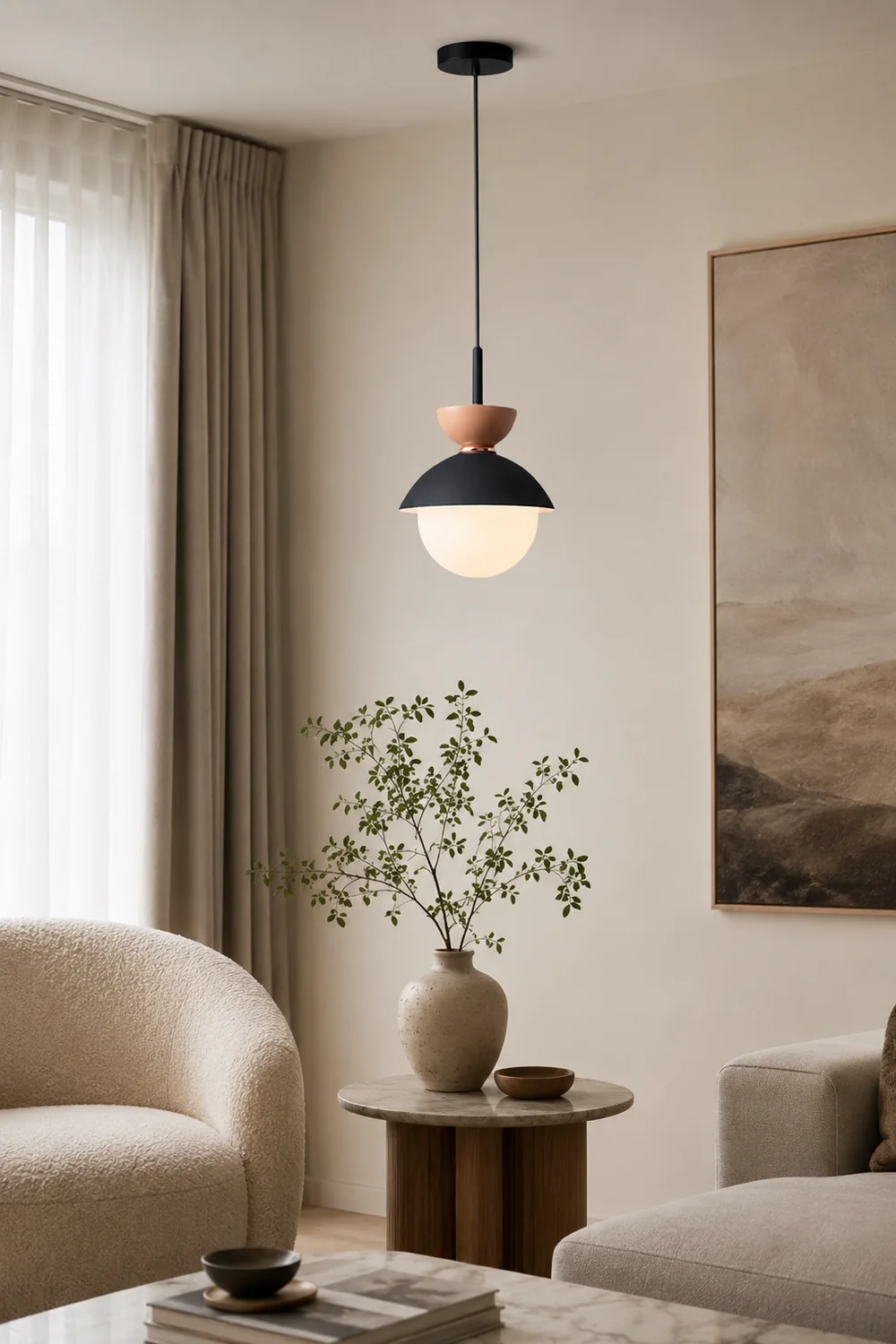 Morandi Nordic Minimalist Globe Pendant Light, Pink/Gray/Light Blue/Navy - Lumpaz