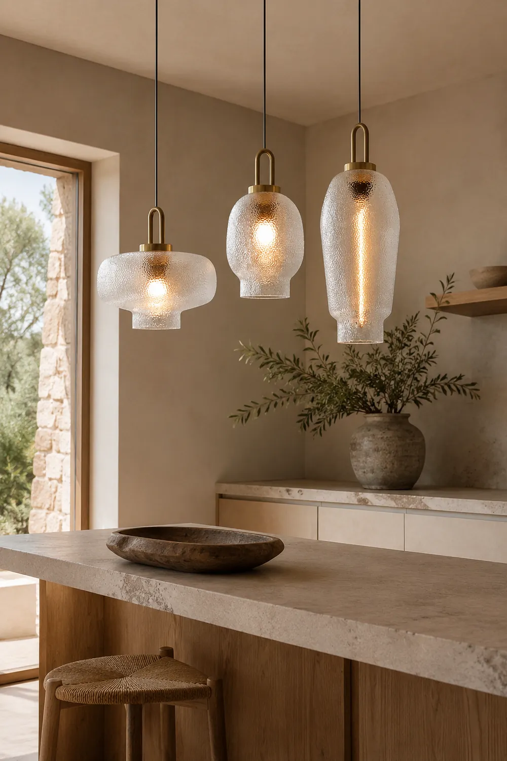 Hailie Minimalist Blown Frosted Glass Pendant Light, Gold - Lumpaz