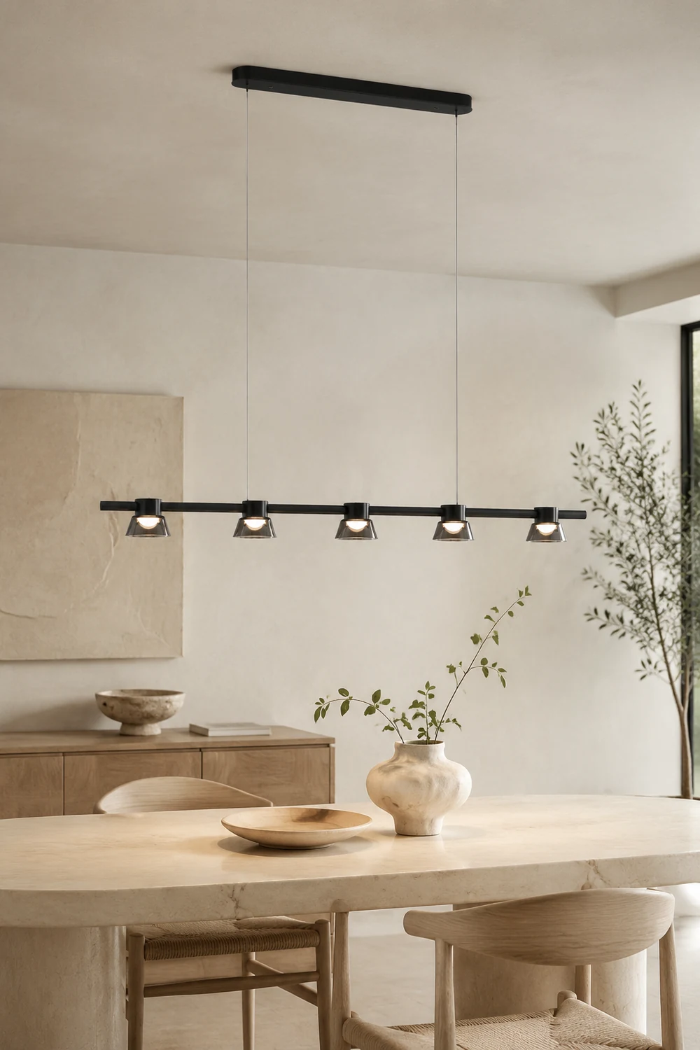Evette Modern Linear Metal Pendant Light,Black - Lumpaz