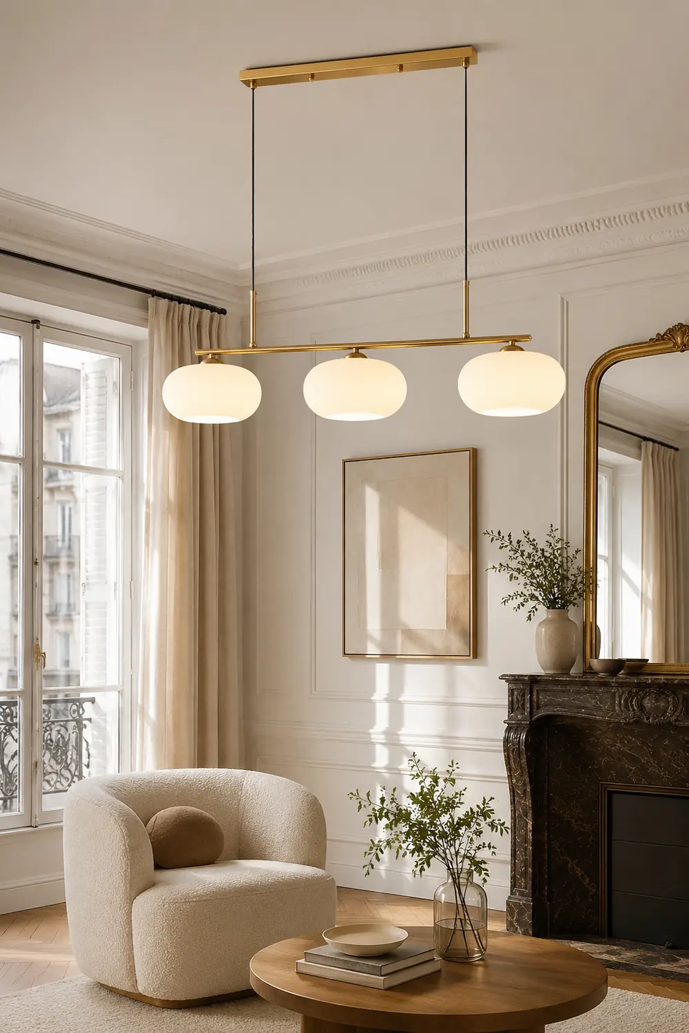 Hailie Cream Cluster Pendant Light, 3 Heads - Lumpaz