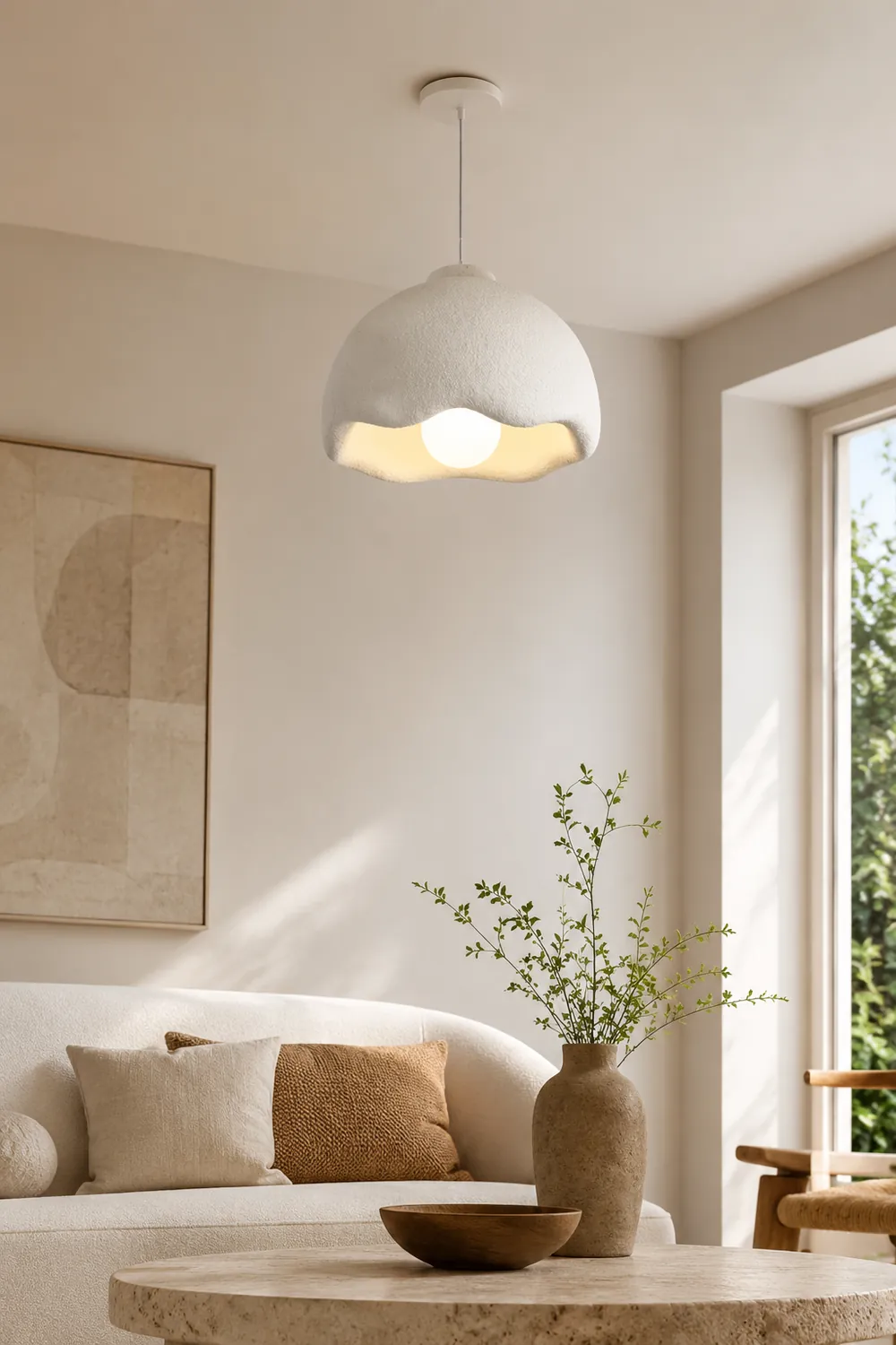 Byers Flower Shape Pendant Light, White, Living Room, Bedroom - Lumpaz