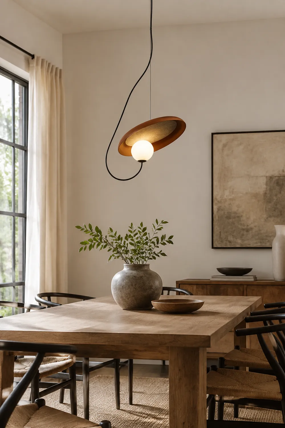Avi Pendant Lights Stylish Art Deco, Black/White/Copper, Living Room - Lumpaz