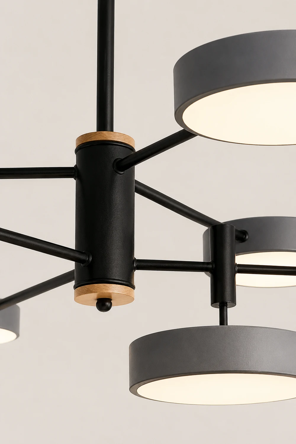 Sienna Pendant Light LED, Metal & Wood, Gray/White/Gold - Lumpaz