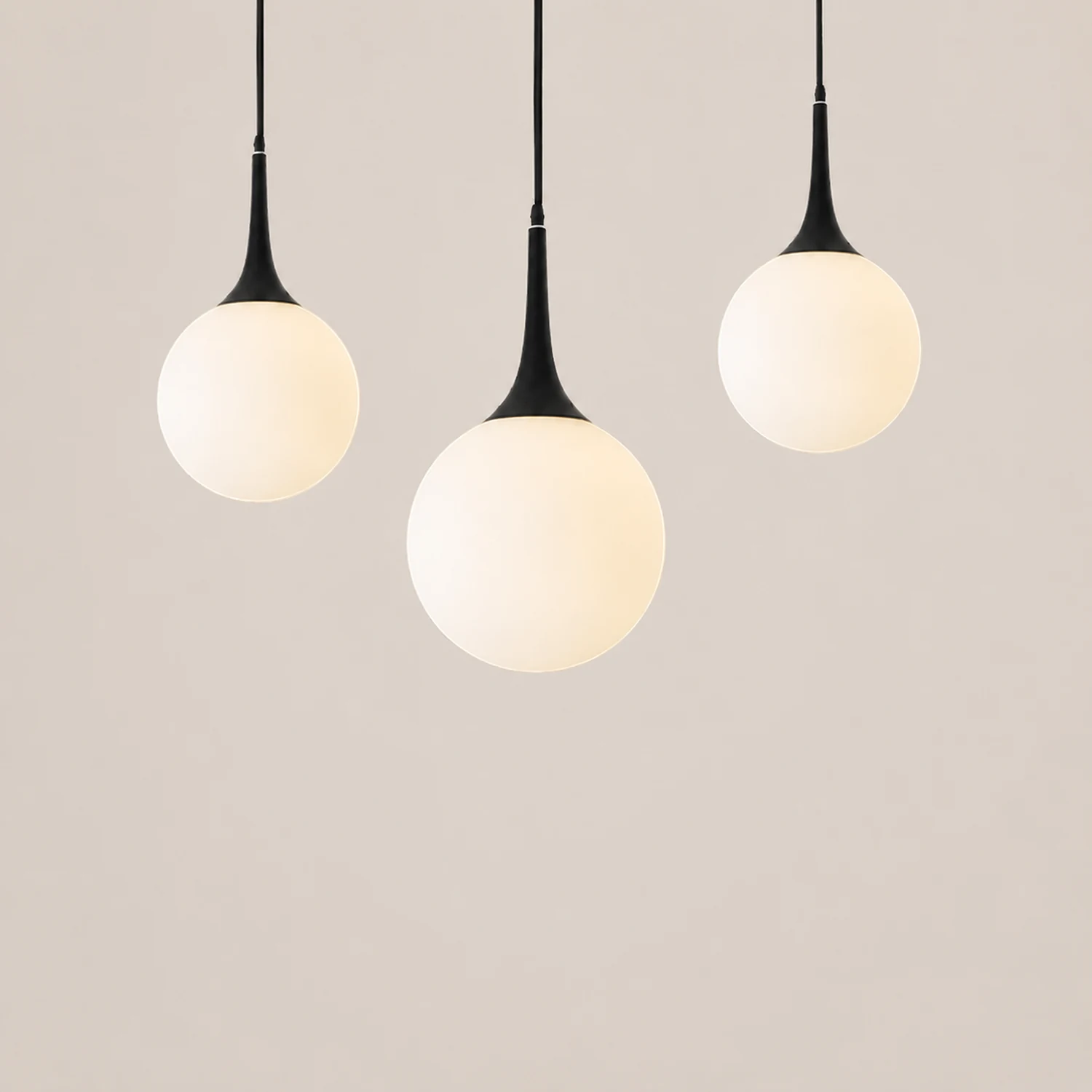 Valentina Modern Hanging Glope Glass Pendant Light, Black/White - Lumpaz