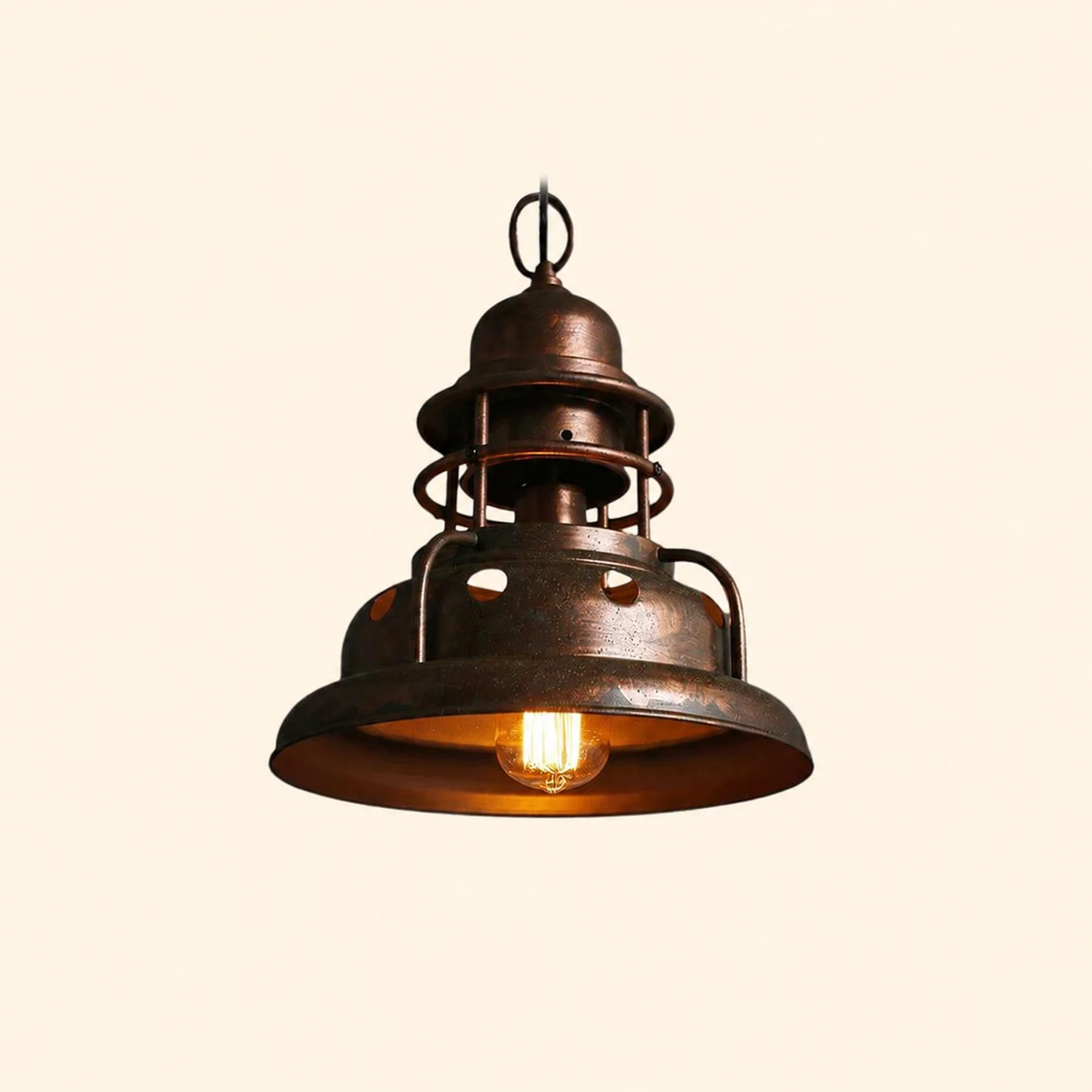 Alessio Industrial Retro Vintage Pull Cnain Pendant Light, Brass, Metal - Lumpaz