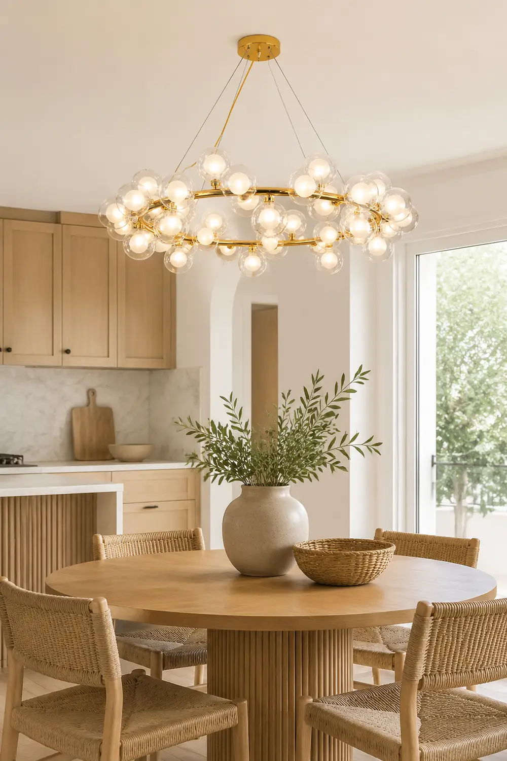 Valentina Modern Gold Bubble Pendant Light, Metal & Glass - Lumpaz