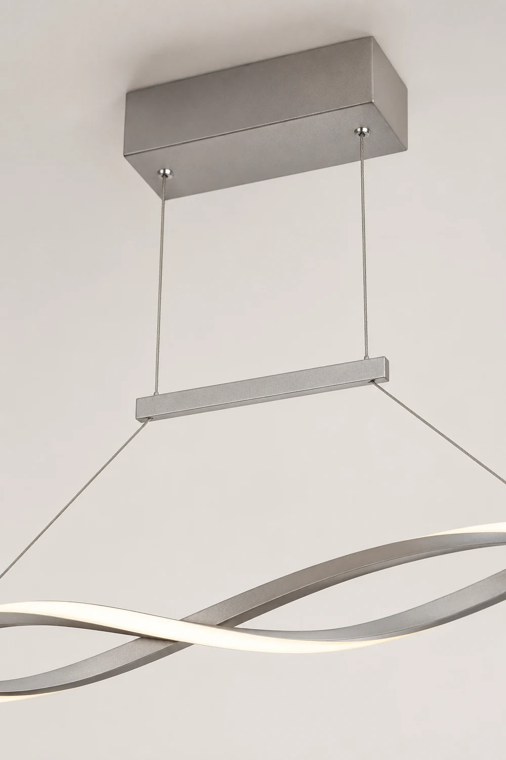 Modern Minimalist Nordic Cross-Curved Metal Pendant Light, Black/Gray - Lumpaz
