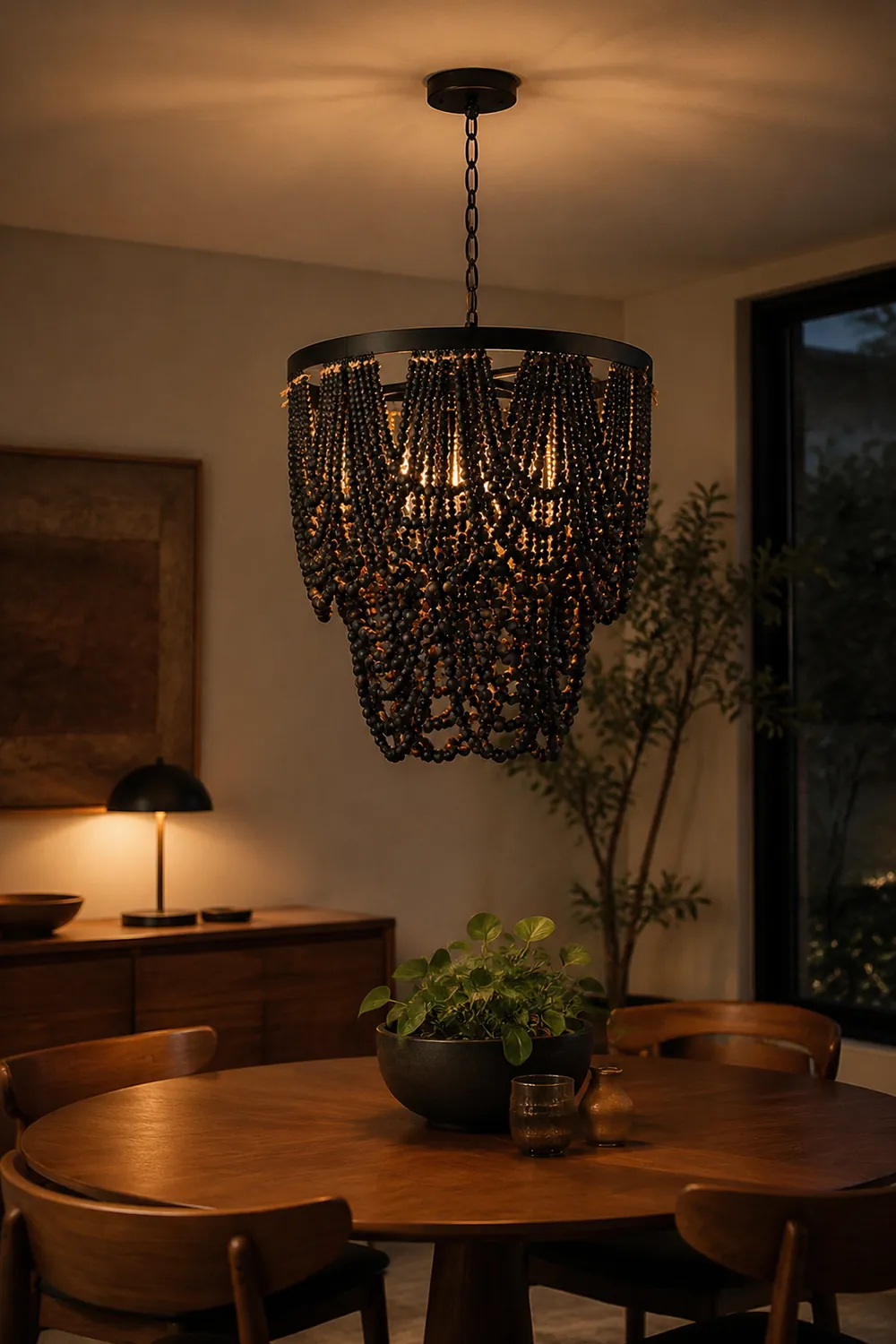 Alessio LED Pendant Lights Black/Rust/White Wood/Metal Living Room/Badroom - Lumpaz