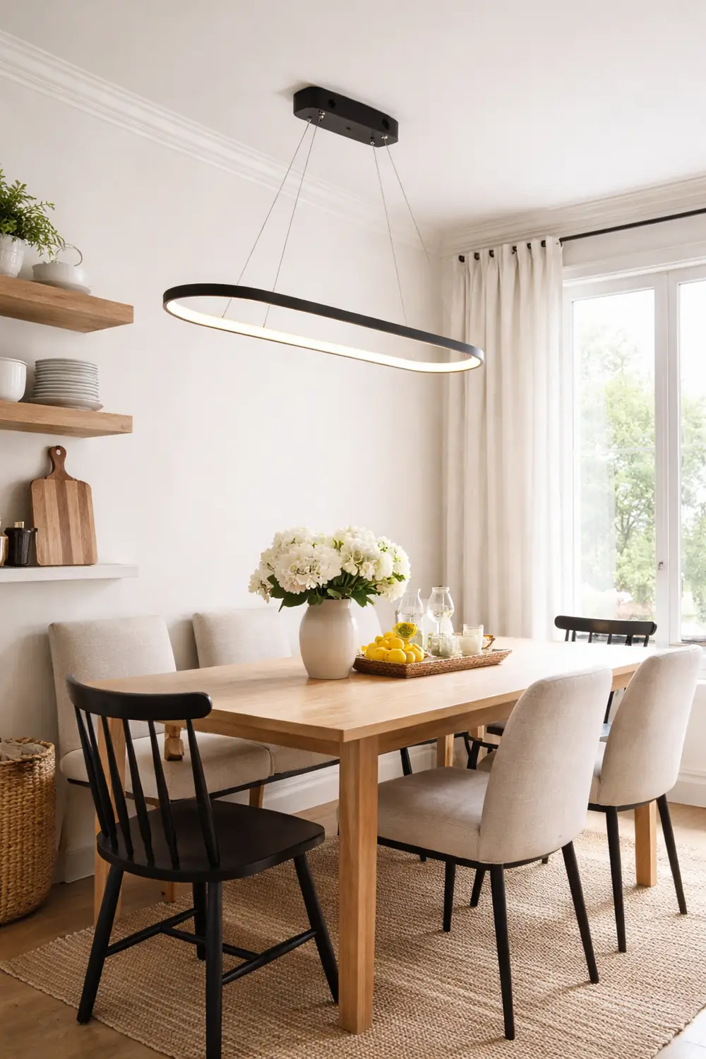 Edge Oval Minimalist Hanging Pendant Light, Black/White/Gold - Lumpaz