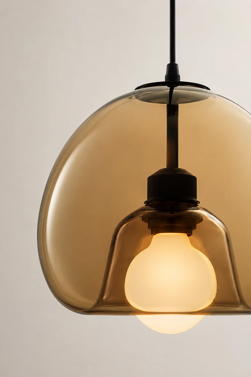 Hailie Modern Globe Glass Pendant Light, Amber/Smoky Gray - Lumpaz