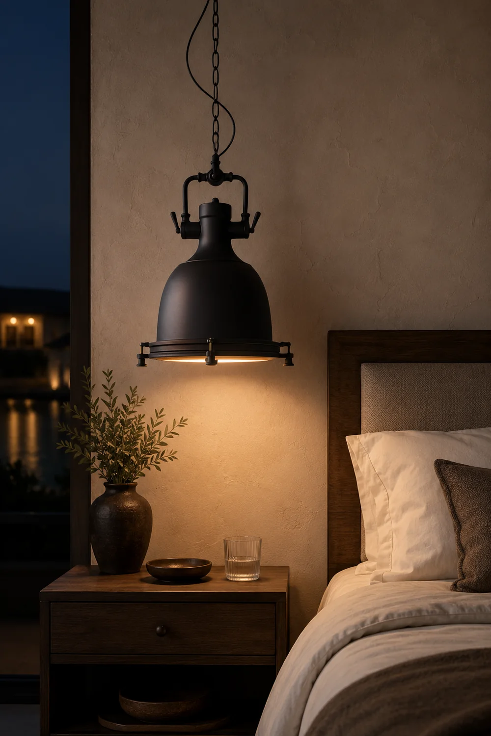 Alessio Rustic Retro Pot Black Metal Pendant Light, 2 Style - Lumpaz