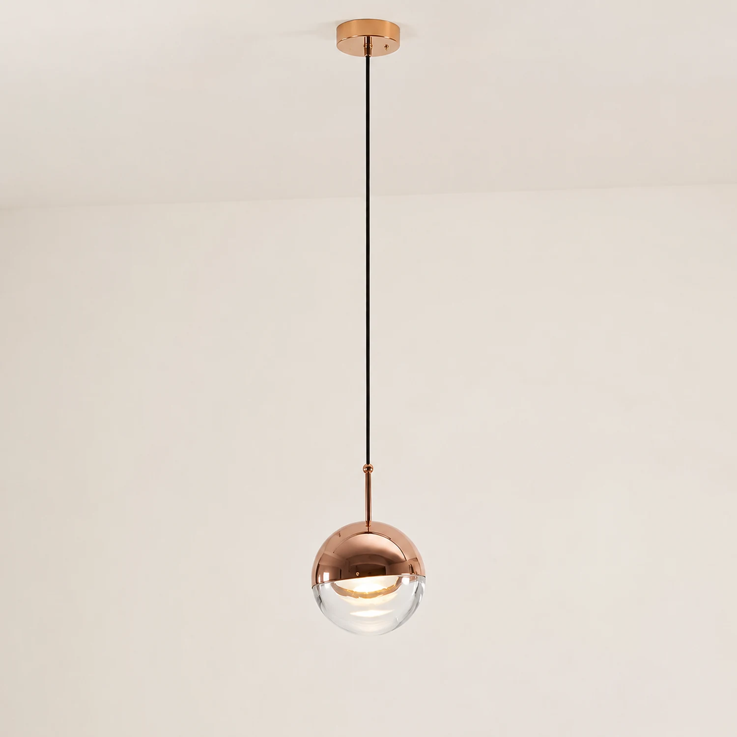 Valentina Modern Ball Metal/Glass Pendant Light, Gold/Rose Gold - Lumpaz