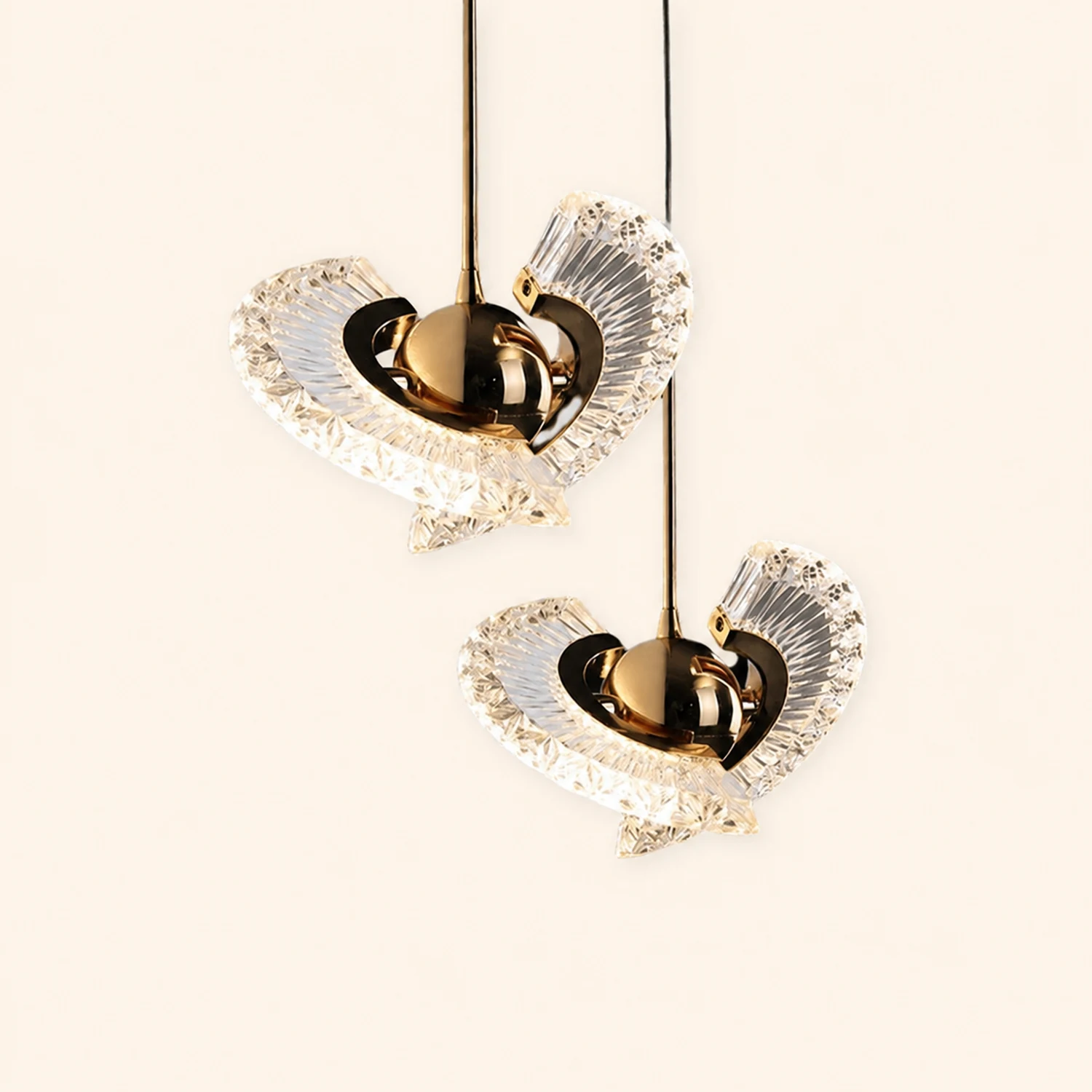 Kristy Nordic Luxury Fan Metal/Acrylic Pendant Light, Gold - Lumpaz
