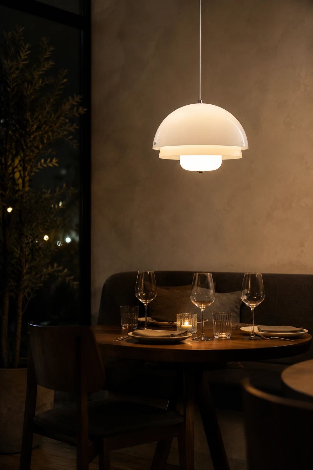 Hailie Dome Shape White Pendant Light - Lumpaz