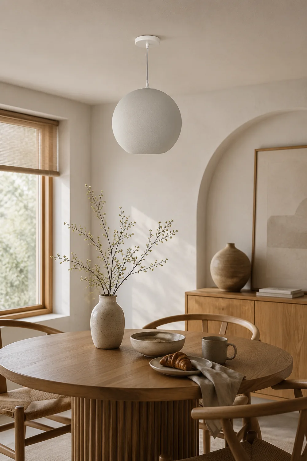 Byers Simple Ball Shape Metal Pendant Light, White/Gray - Lumpaz