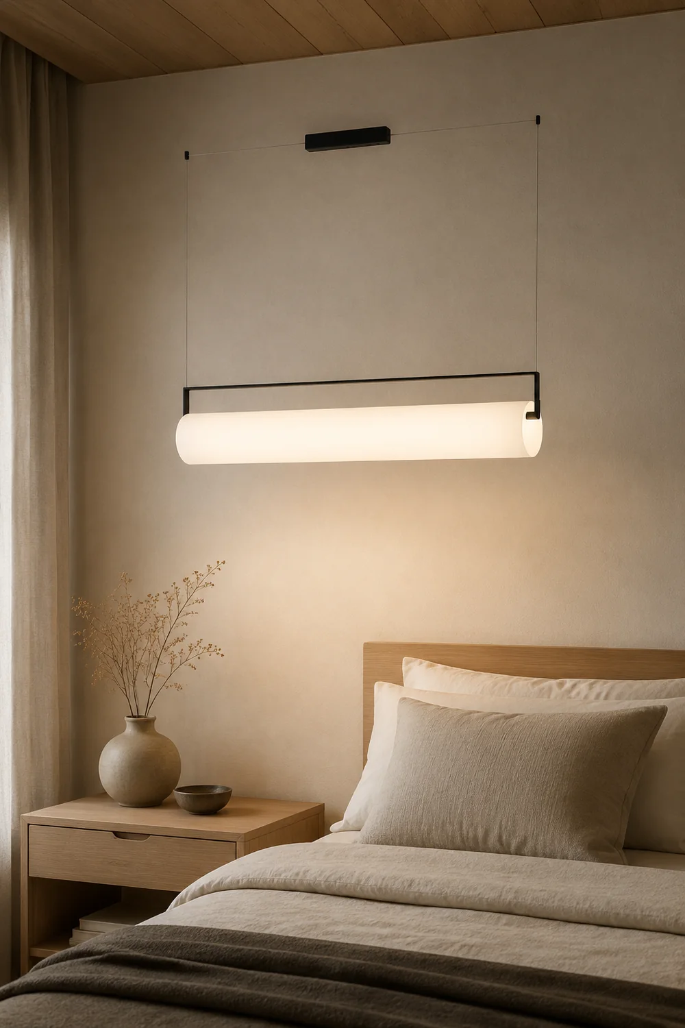 Edge Desinger Cylindrical Shape Linear Pendant Light, 36.6"/48" - Lumpaz
