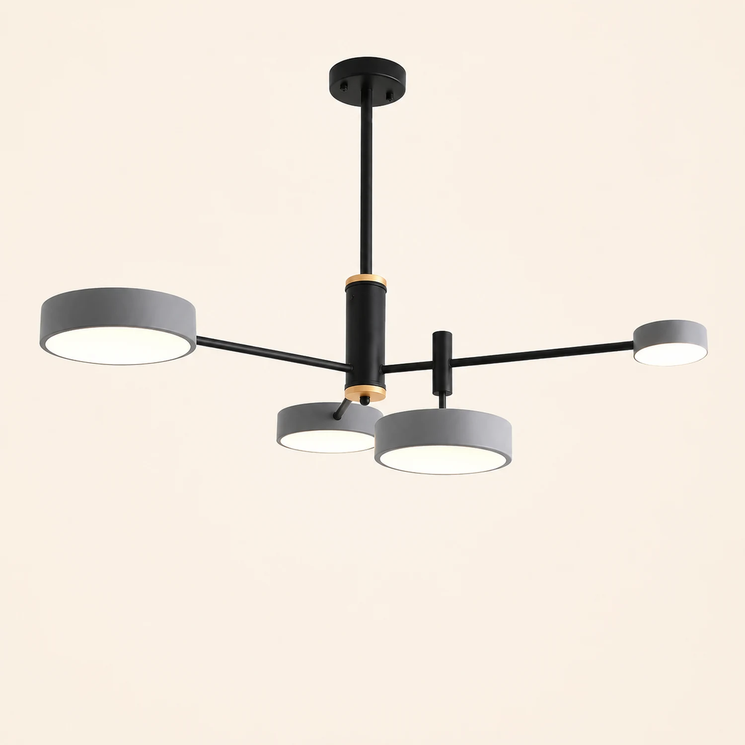 Sienna Pendant Light LED, Metal & Wood, Gray/White/Gold - Lumpaz