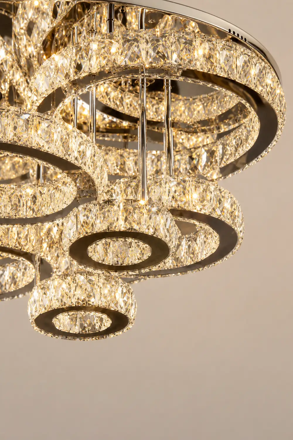 Kristy Modern Multi Ring Metal And Crystal Pendant Light - Lumpaz