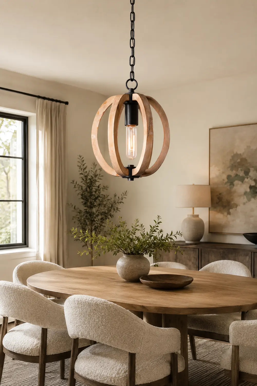 Alessio Orb/Gourd Wood Pendant Light - Lumpaz