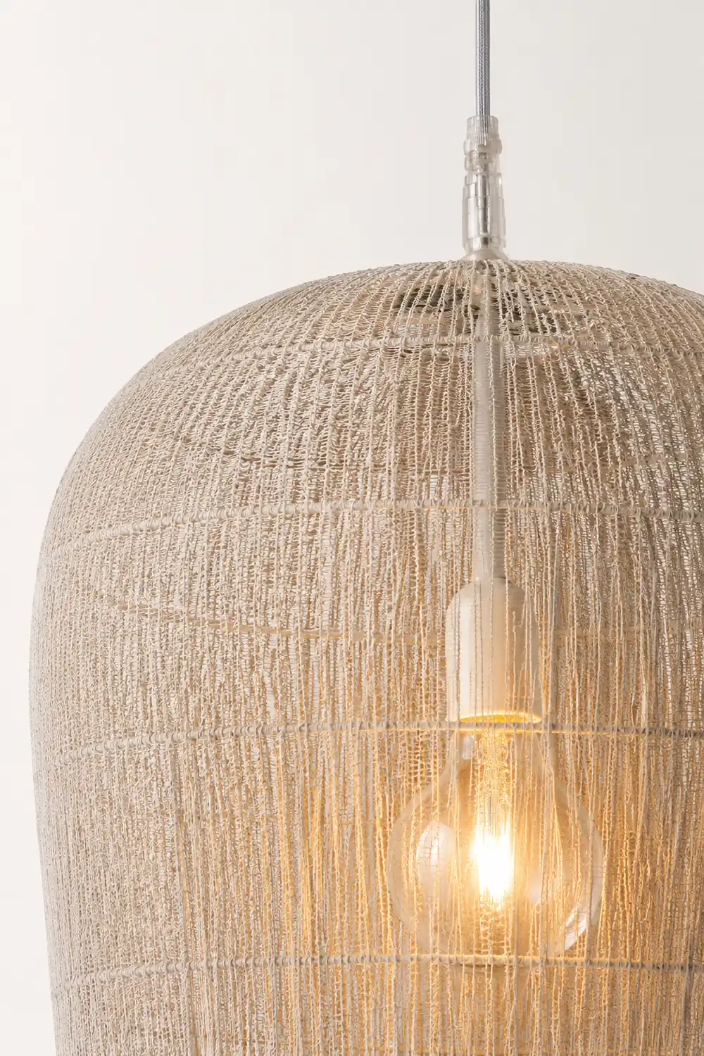 Ritta Wabi Sabi Bird Cage Rattan/Metal Pendant Light, Black/White - Lumpaz