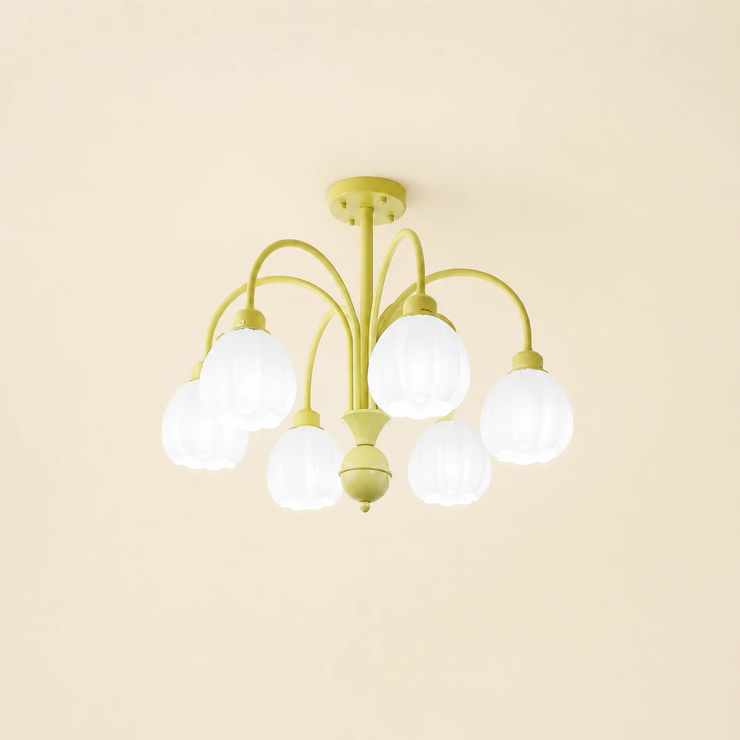 Lily Modern Pumpkin Metal Pendant Light,Green - Lumpaz