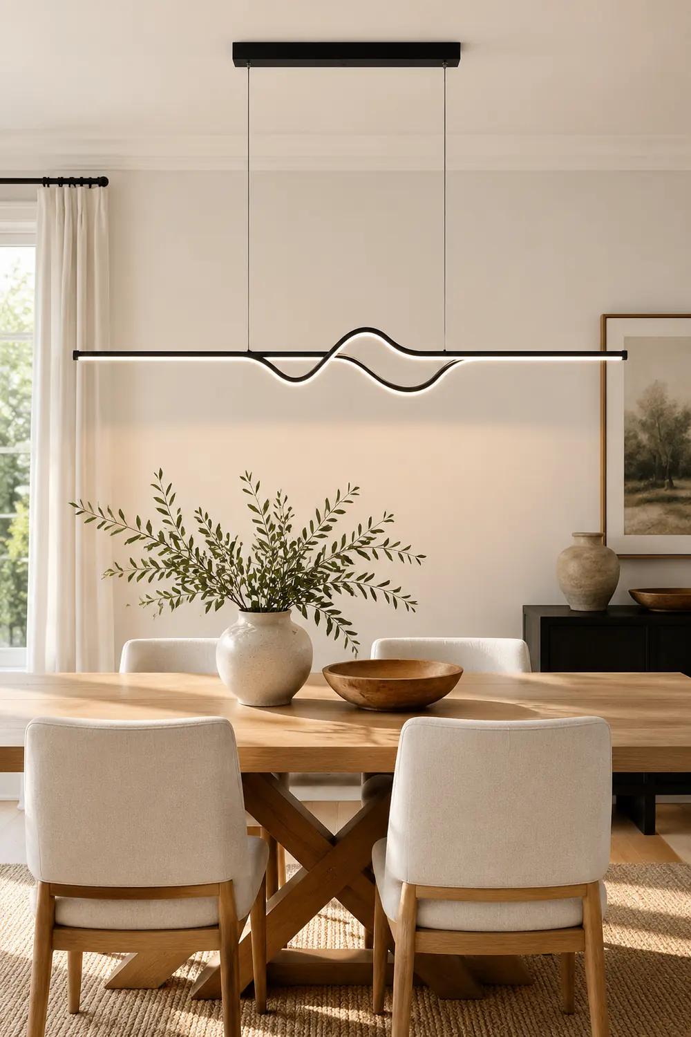Modern Linear Metal Pendant Light, Black/White/Gray - Lumpaz