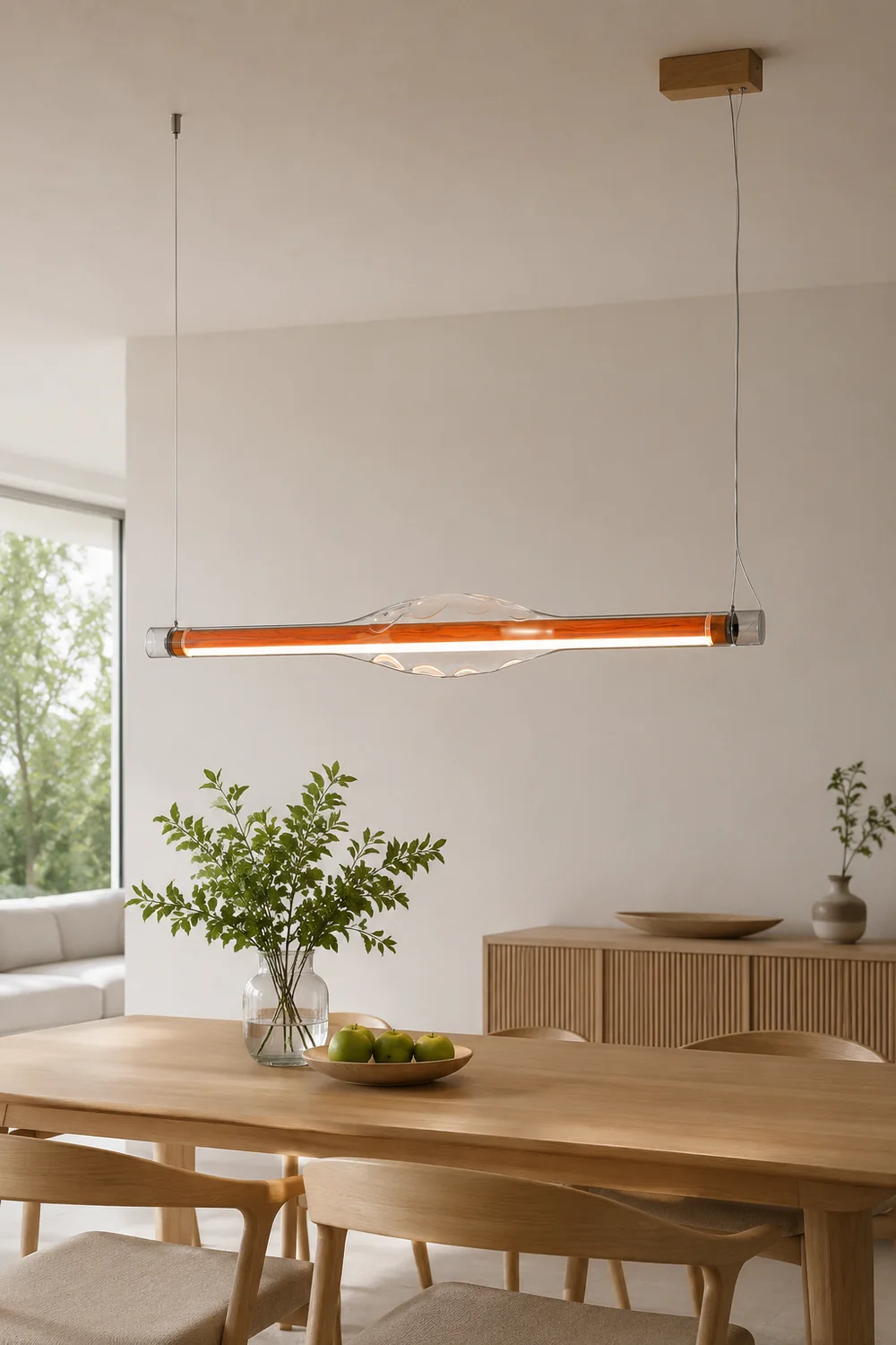 Edge Modern Tubular Metal Pendant Light, Red/Brown - Lumpaz