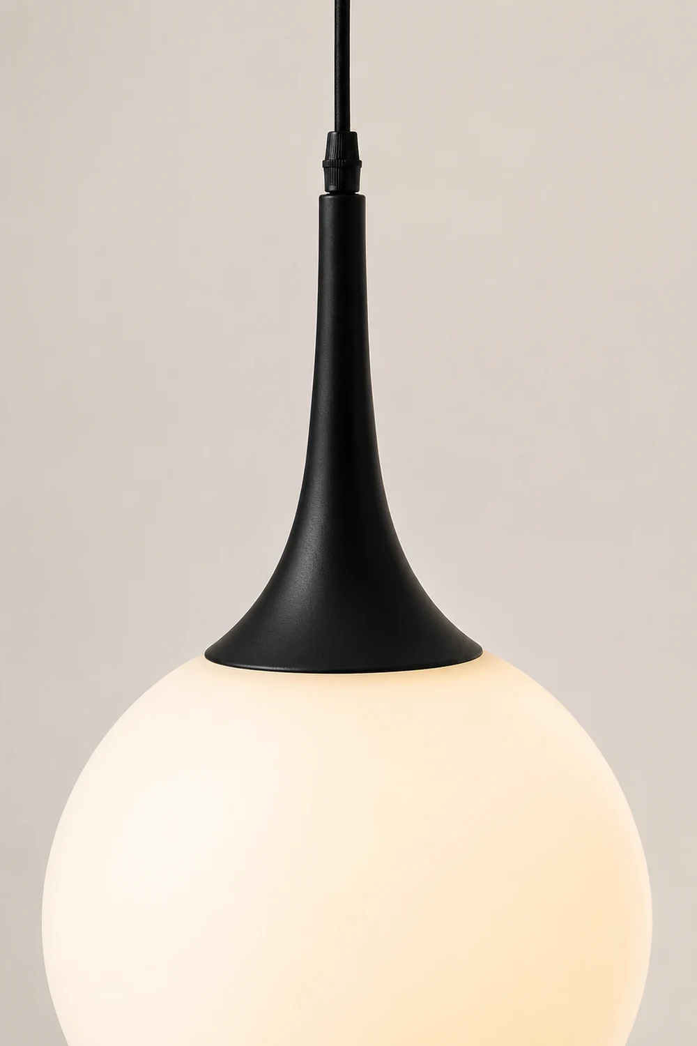 Valentina Modern Hanging Glope Glass Pendant Light, Black/White - Lumpaz