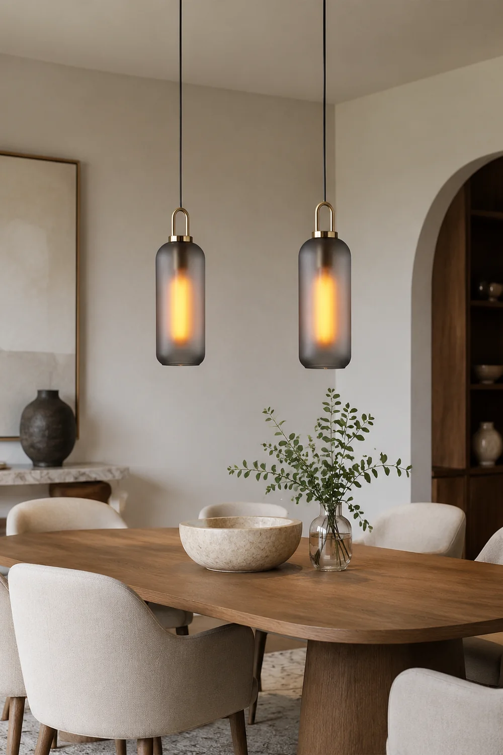 Hailie Clear& Glass Cylinder Pendant Light, 2 Color - Lumpaz