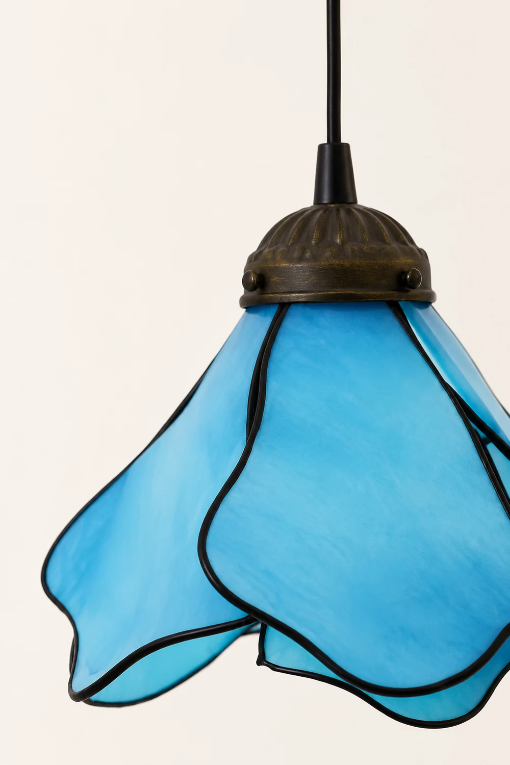 Félicie Flower Stained Glass Pendant Light, Blue/Pink, 1/3 Heads - Lumpaz