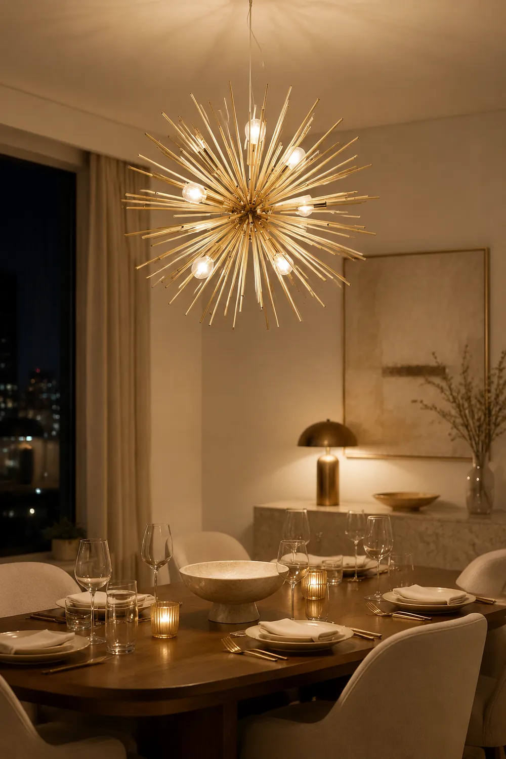 Lowry Modern Art Deco Sputnik Gold Pendant Light, Metal - Lumpaz