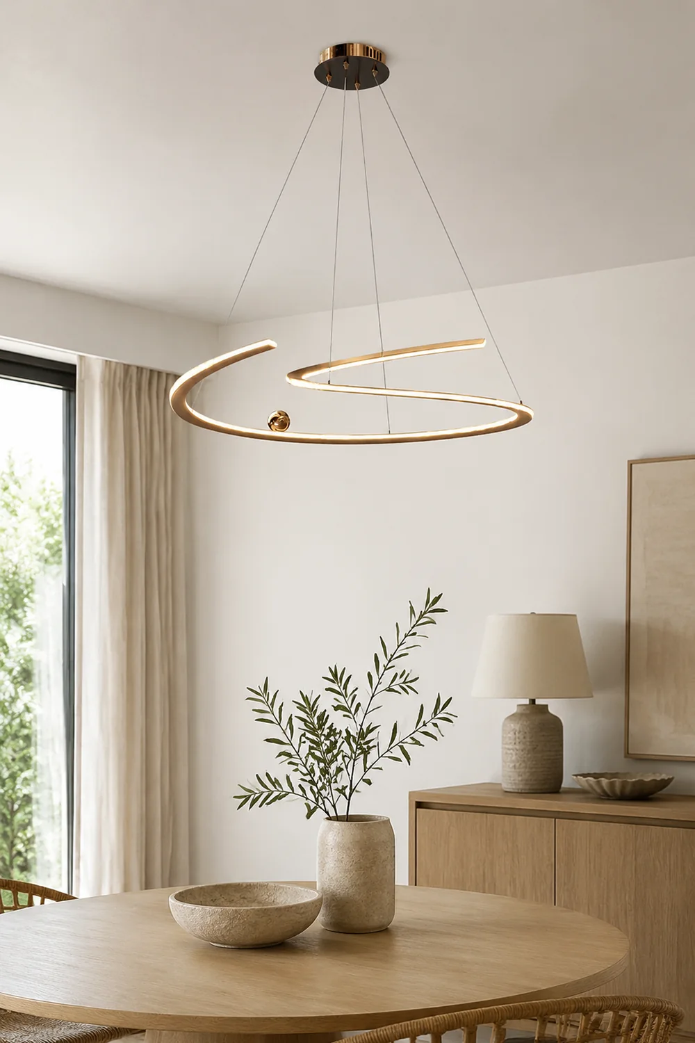 Minimalist Linear Metal Pendant Light,Gold - Lumpaz