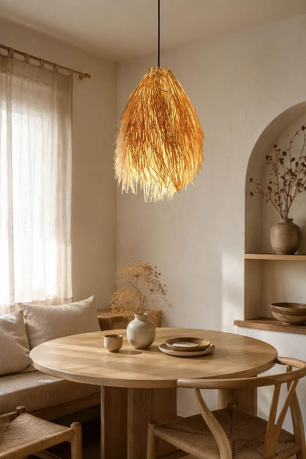 Muto Designer Handmade Weave Pendant Light, Rattan - Lumpaz