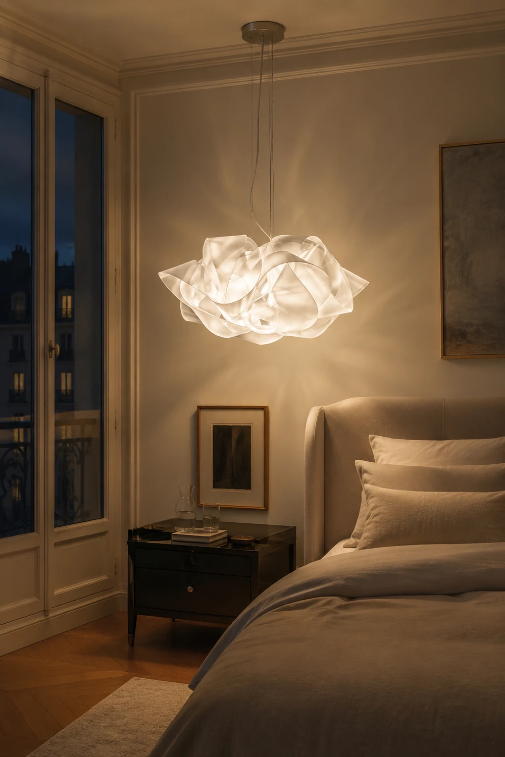 Bella Art Deco Flower Pendant Light, Acrylic, Living Room/Art Gallery - Lumpaz
