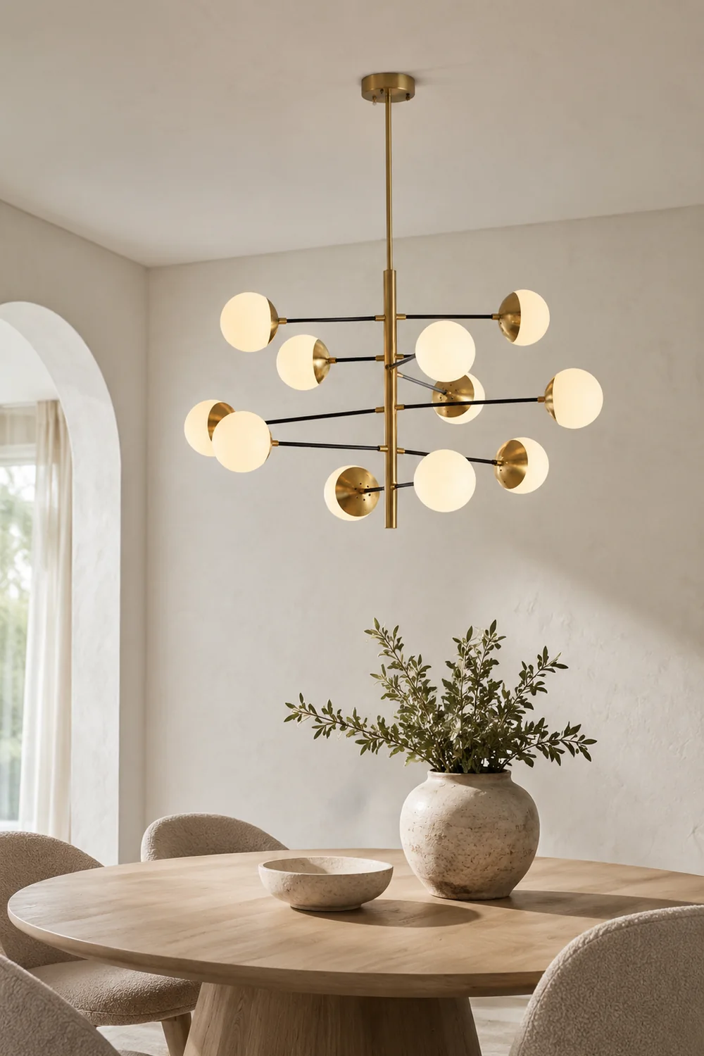 Valentina Nordic Multi Globe Metal/Glass Pendant Light, Gold - Lumpaz